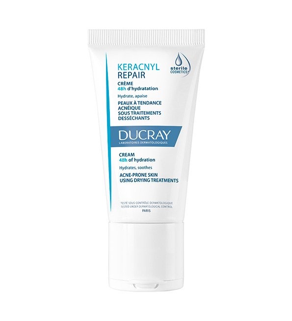 Ducray — Crème visage compensatrice du dessèchement cutané induit par un traitement anti-acnéique oral — Keracnyl Repair Crème 50 ml